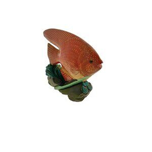 Fish Figurine Carved Stone Hand Made Sculpture Vintage Nautical Coastal Decor